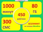 1000 минут + 80 ГБ = 450 руб