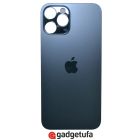 Задняя крышка для iPhone 12 Pro Max Синий (стекло, широкий вырез под камеру, логотип) Премиум Бесплатная доставка