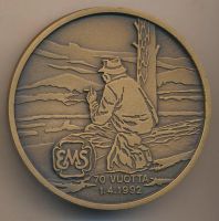 Лот: 8202810. Фото: 2. Финляндия 1992 медаль 70-ти летие... Значки, медали, жетоны