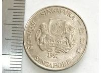 Лот: 7770178. Фото: 3. Монета 20 цент Сингапур 1991 герб... Коллекционирование, моделизм
