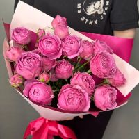 Лот: 21135264. Фото: 3. Букет малиновые кустовые розы. Сувениры, подарки