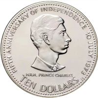 Лот: 14974540. Фото: 2. 10 долларов 1978. Багамы. Серебро... Монеты