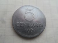 Лот: 21253014. Фото: 2. Бразилия 5 сентаво 1967. Монеты