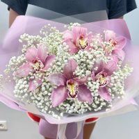Лот: 21135325. Фото: 4. Букет орхидеи и белая гипсофила. Красноярск