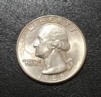 Лот: 22162940. Фото: 2. 25 центов 1986 года. США. Washington... Монеты