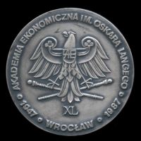 Лот: 20564252. Фото: 2. Польша 1987 медаль Оскар Ланге... Значки, медали, жетоны