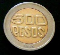 Лот: 1263394. Фото: 2. Колумбия 500 песо 1995 г. биметалл. Монеты