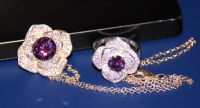 Лот: 10253383. Фото: 2. Комплект фиолетовый, кольцо и... Ювелирные изделия, бижутерия, часы