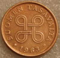 Лот: 11196404. Фото: 2. 5 пенни 1963 Финляндия. Монеты
