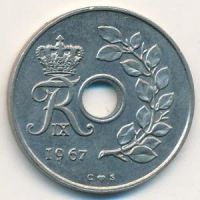 Лот: 9690668. Фото: 2. Дания 25 эре 1967 год. Фредерик... Монеты