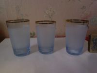 Лот: 19340609. Фото: 3. Набор графин и три стакана, голубые... Домашний быт