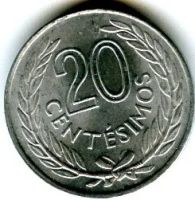 Лот: 9517406. Фото: 2. 20 сентесимо 1965 года. Уругвай... Монеты