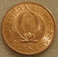 Лот: 11029270. Фото: 2. 1 цент 1964 Сьерра-Леоне 1 cent... Монеты