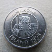 Лот: 8312574. Фото: 2. Монета 1 крона одна Исландия 1996... Монеты