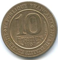 Лот: 18812555. Фото: 2. Франция 10 франков 1987 1000 лет... Монеты