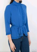 Лот: 13808019. Фото: 2. Синяя блуза с рюшами, р. 42. Женская одежда