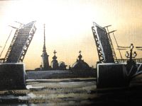 Лот: 10852623. Фото: 2. Мини картина Ленинград в деревянной... Картины, панно