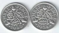Лот: 14753808. Фото: 2. 3 пенса 1933 и 1934 гг. Великобритания... Монеты