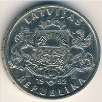Лот: 9495407. Фото: 2. Латвия 1 лат 1992 год. Лосось. Монеты