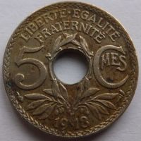 Лот: 3737089. Фото: 2. Франция 5 сантимов 1918г. Монеты