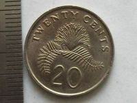 Лот: 7770160. Фото: 7. Монета 20 цент Сингапур 1990 герб...