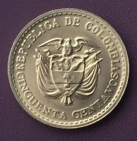 Лот: 15492199. Фото: 2. Колумбия 50 центаво 1964г - анциркулейт. Монеты