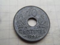 Лот: 21137328. Фото: 2. Франция 10 сантимов 1942. Монеты
