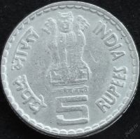 Лот: 5962477. Фото: 2. Индия 5 рупий 2002г = Дадабхай... Монеты