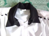 Лот: 14621614. Фото: 3. Блузка белая с чёрным воротником... Одежда, обувь, галантерея