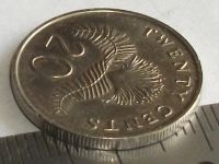 Лот: 7770160. Фото: 2. Монета 20 цент Сингапур 1990 герб... Монеты