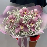 Лот: 21135325. Фото: 3. Букет орхидеи и белая гипсофила. Сувениры, подарки