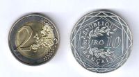 Лот: 11592610. Фото: 2. Франция набор 10 и 2 Евро 2017... Монеты