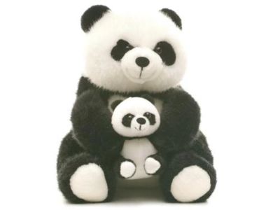 Лот: 3253449. Фото: 1. Панда с малышом, новая, 23 см... Мягкие
