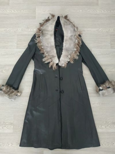 Лот: 13477551. Фото: 1. Пальто кожаное с норкой. Верхняя одежда