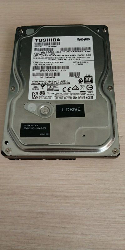 Лот: 16674631. Фото: 1. Жесткий диск Toshiba 1ТБ. Жёсткие диски (HDD)