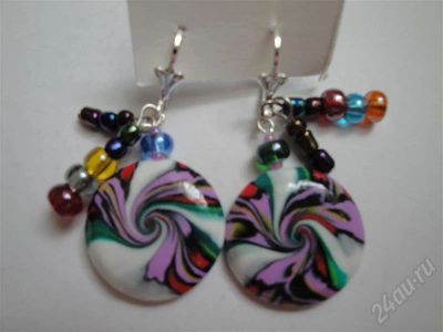 Лот: 362964. Фото: 1. Изделия из полимерной глины,серьги... Серьги, каффы