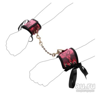 Лот: 10615386. Фото: 1. Мягкие наручники Черно - Красные. Сувениры