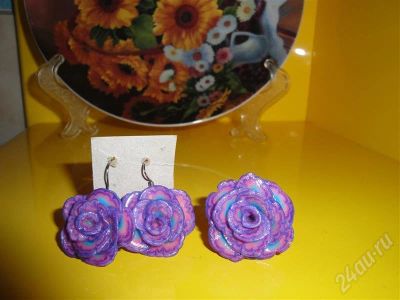 Лот: 273961. Фото: 1. Изделия из полимерной глины "Ночная... Серьги, каффы