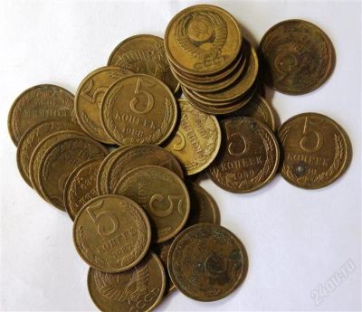 Лот: 2399918. Фото: 1. Горсть пятикопеечных монет 1980... Россия и СССР 1917-1991 года