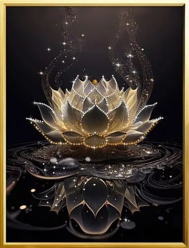 Лот: 21356776. Фото: 1. Картина Золотой Лотос с кристаллами... Подарки на 8 марта