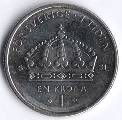 Лот: 18847118. Фото: 1. Швеция 1 крона 2008 Карл XVI Густав. Европа