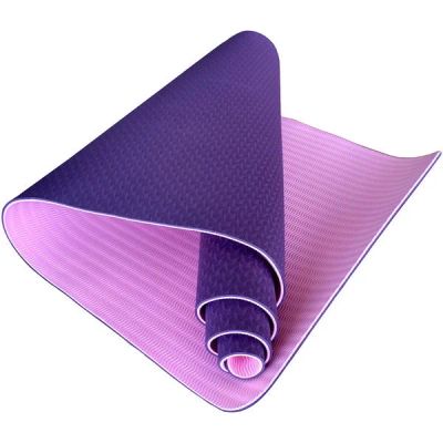 Лот: 10724439. Фото: 1. Коврик для йоги 6 мм ТПЕ фиолетовый. Фитнес, аэробика и гимнастика