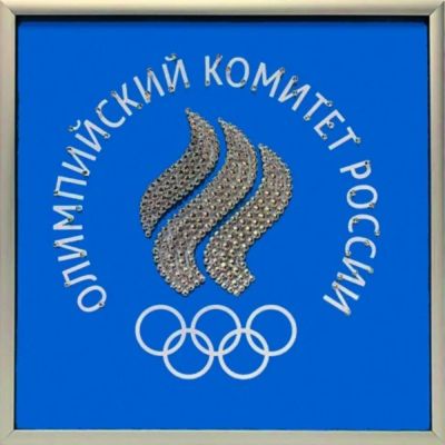 Лот: 21291137. Фото: 1. Картина Логотип Олимпиада синий... Флаги, гербы