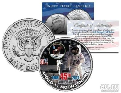 Лот: 8431988. Фото: 1. 50 центов США Посадка на Луну. Америка