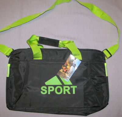 Лот: 18717547. Фото: 1. сумка спортивная черная с салатовыми... Сумки