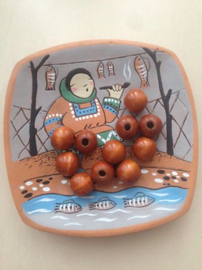 Лот: 9032155. Фото: 1. 11 индийских деревянных бусин... Бижутерия ручной работы