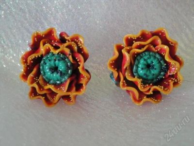 Лот: 932608. Фото: 1. Изделия из полимерной глины,клипсы... Серьги, каффы