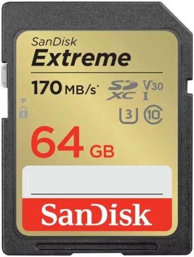 Лот: 25889245. Фото: 1. Карта памяти SanDisk 64GB Extreme... Карты памяти