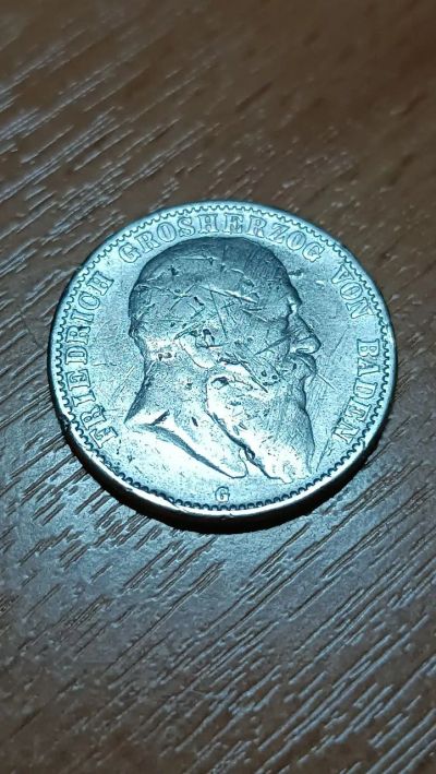 Лот: 21765302. Фото: 1. 2 марки Баден 1904 года серебро... Германия и Австрия