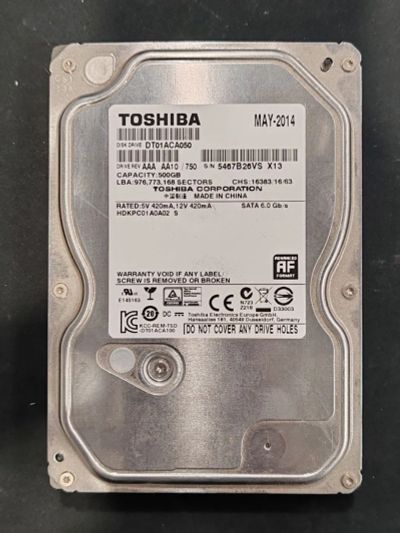 Лот: 25897543. Фото: 1. Жесткий диск Toshiba 500gb 3.5... Жёсткие диски (HDD)